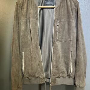 All Saints Gray  Jacket with Suede Texture